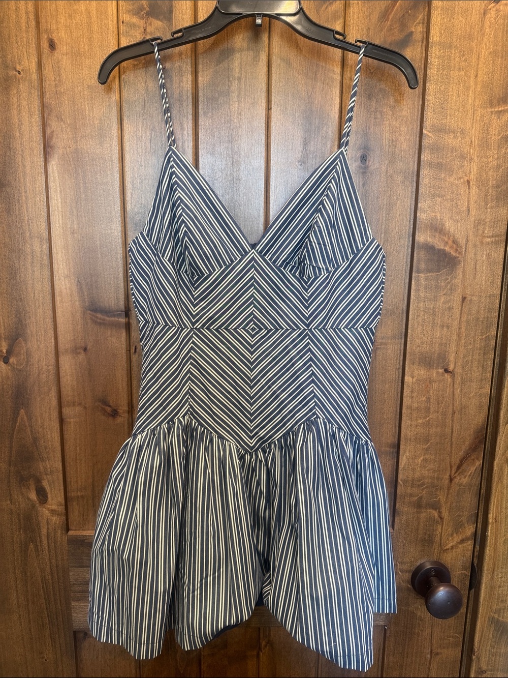 Altar'd State Navy and White Striped Spaghetti Strap Mini Dress